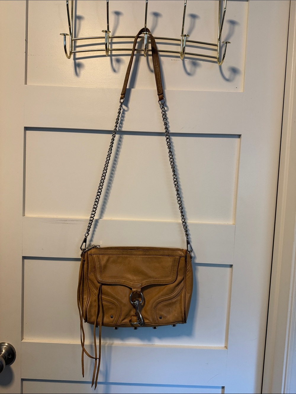Rebecca Minkoff Tan Leather Shoulder Bag with Chain Strap